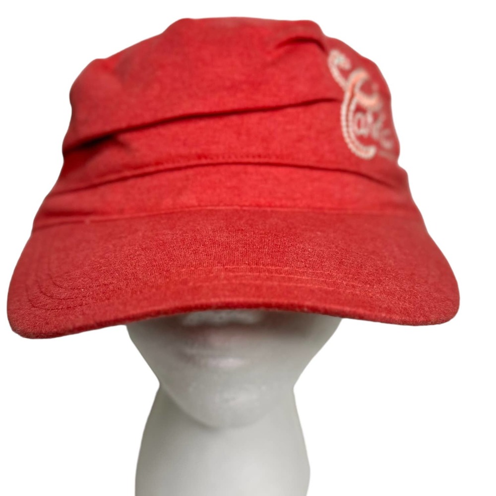 Carhartt Red Hat Stretch Elastic Back Cotton Knit Cap One Size Script Logo #B07